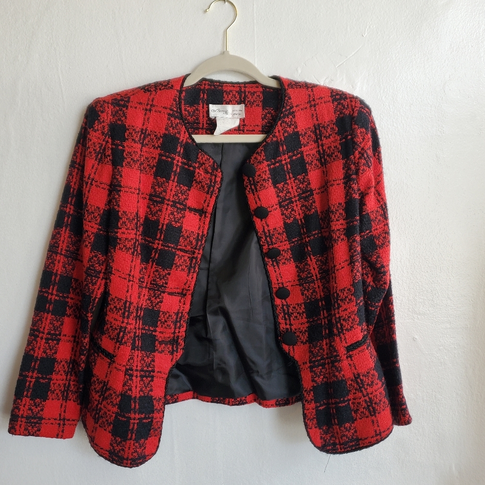 Lanz Petite Small Checkered Jacket - image 2